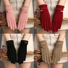 2021 novas luvas de inverno feminino velo tela toque estudante bonito quente luvas dedo cheio luvas feminino ao ar livre à prova vento