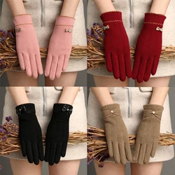 2021 New Gloves Female Winter Fleece Touch Screen Student Cute Warm Mitts Full Finger Mittens Women Outdoor Windproof Gloves