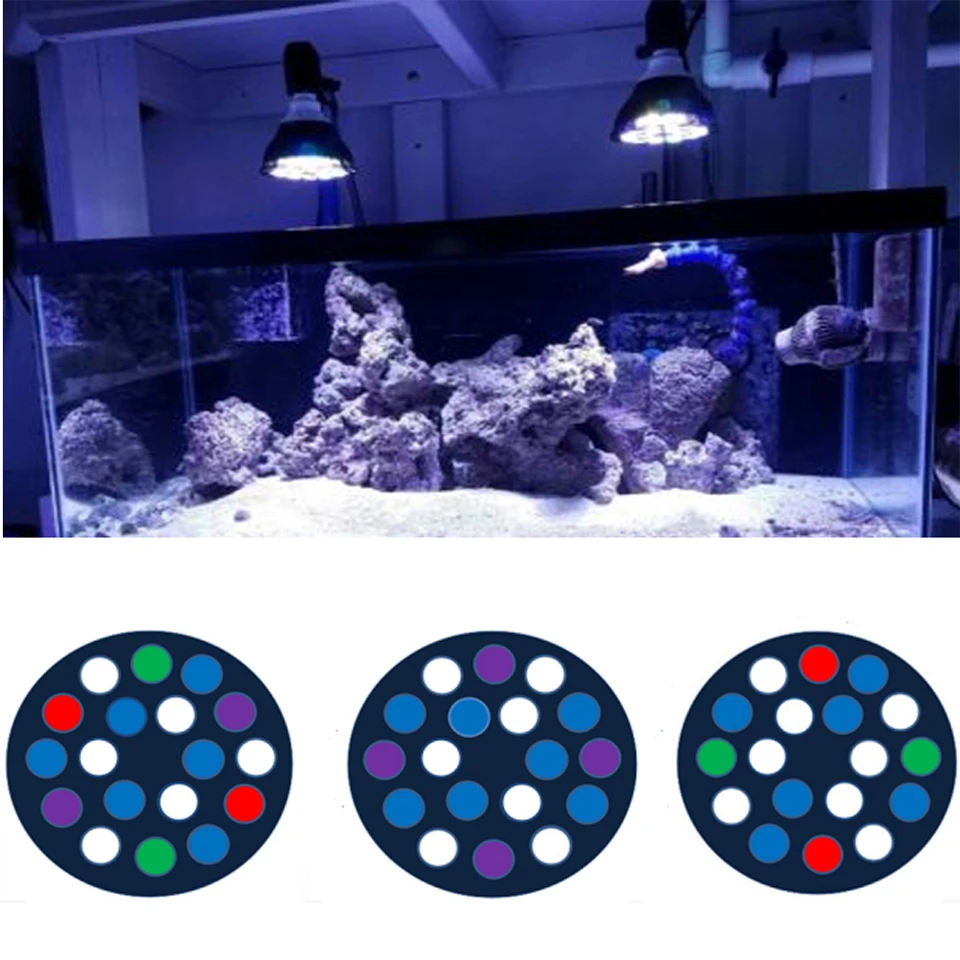 LED Reef Coral Lights E27 PAR 38 54W LED Full Spectrum LED Plant Grow Lights Fish Tank Aquarium