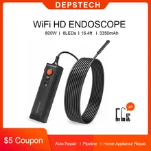 Depstech 8.0MP Hd Autofocus Inspectie Camera Met 8 Leds Draadloze Borescope Voor Android Iphone Waterdichte IP67 Wifi Endoscoop