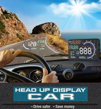 

Car Head Up Display HUD A8 Universal 5.5 Inch OBD2 Speed warning fuel consumption automobile car alarm system