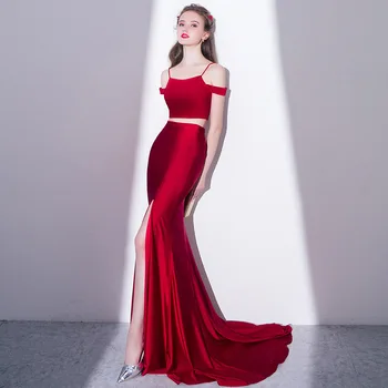 

Solid Slash Neck Womans Party Dress Floor-Length Evening Cheongsam Sexy Slim Long Dress Marriage Gown Wedding Qipao Vestido