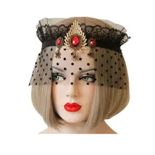 1 шт. Хэллоуин Черная Вуаль Сетка драгоценный камень корона волос женский обруч повязка украшение для вечеринки Костюм мяч