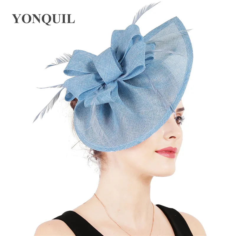 

New Fashion Feather Flower Hats Wedding Chic Hair Fascinators Bow Accessories Female Bridal Party Women Headdress Pillbox Hats