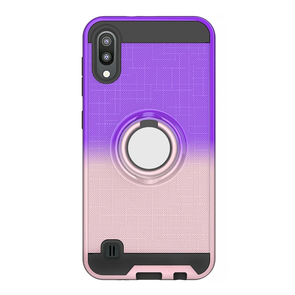 10pcs/lot Gradient TPU+PC 2 in 1 Back Case For Samsung A10E A20E A10S A20S A30S A505 A50S M10 M20 M30 360 Rotating Magnetic Ring
