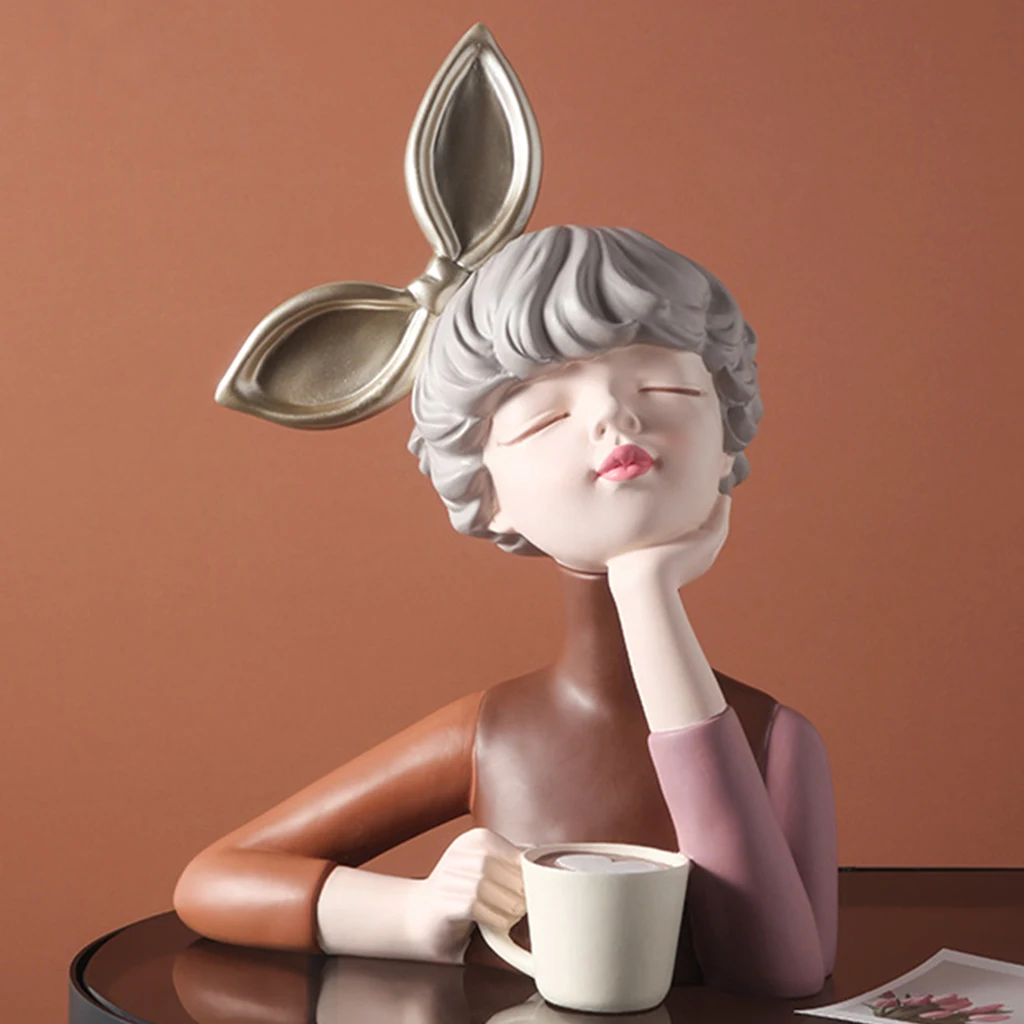 Resin Bubble Girl Figurine Figure Statue Modern Sweet Girl Statue Desktop Ornament Decor table top décor