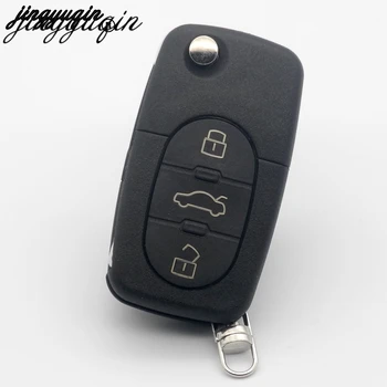 

jingyuqin For Audi TT A4 A6 A8 Quattro With Blade CR1620 Replacement 3 Buttons Flip Car Key Case Shell Fob