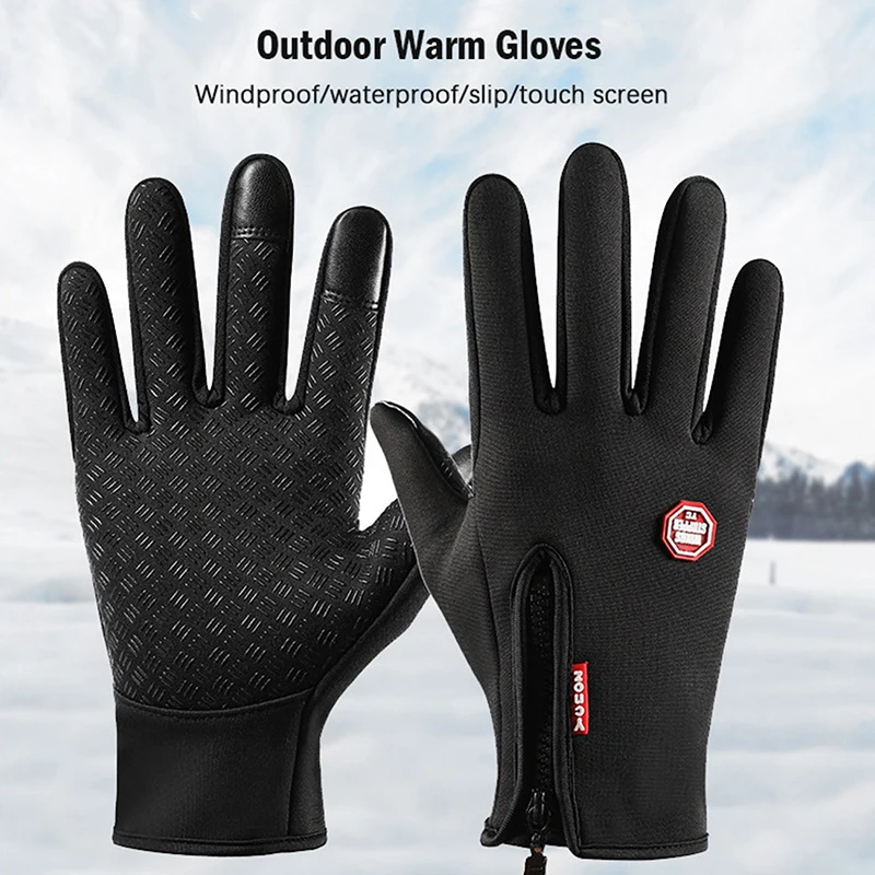 Winter Warm Cycling Gloves Touch Screen Waterproof Fleece Lined Thermal Sports 