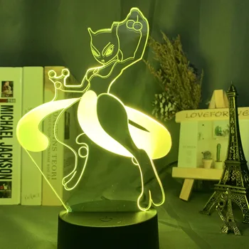

Led Night Light Game Go Mewtwo Nightlight for Kids Child Bedroom Decor Lighting Monsters Mewtwo 3d Night Lamp