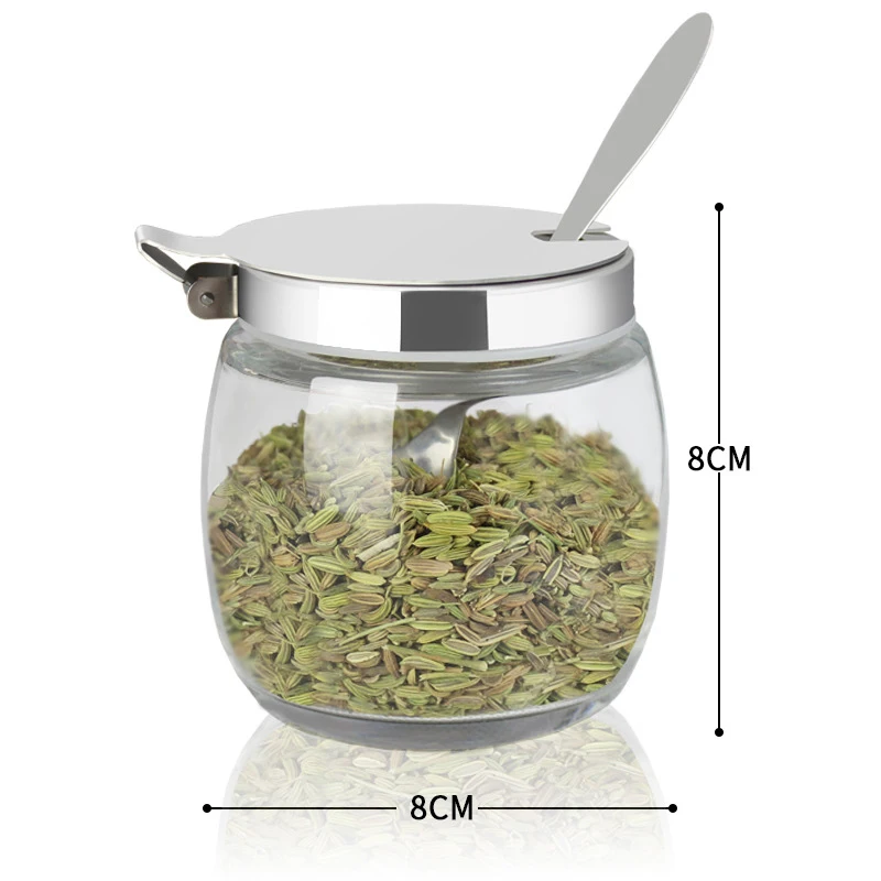 1 Set 3 Pcs Clear Glass Condiment Spice Jars with Thickened Electroplated Iron Frame Storage Container Condiment Jars Cruet with
