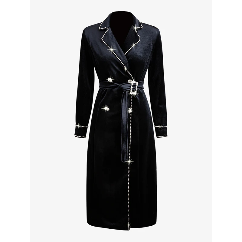 HIGH STREET новая мода 2019 дизайнерское подиумное платье женское двубортное бархатное