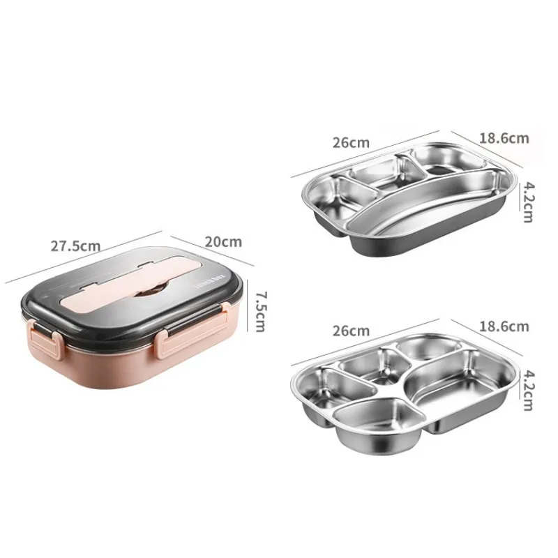 1000/1300ML Japanese Kids Lunch Box 304 Stainless Steel Bento Lunch Box With Compartment Tableware Microwave Food Container Box