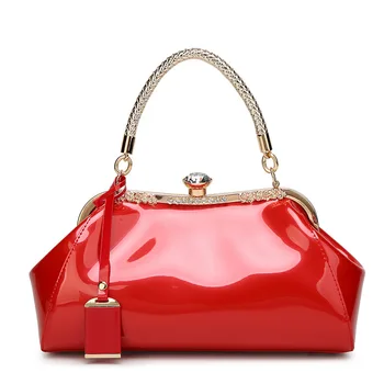 

New European and American fashion patent leather shiny women bag large capacity wild messenger clutch bag