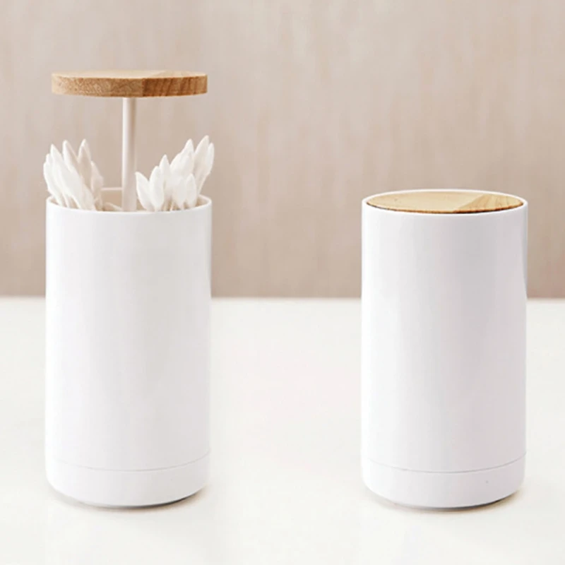 

Creative Automatic Cotton Swab Box Wooden Toothpick Holder Press-type Rubber Wood Cover Cotton Swab Box Toothpick Finishing Box