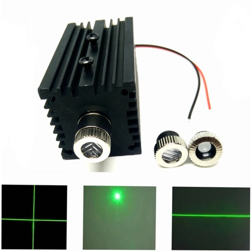 Focusable 515nm 520nm 50mW DC3.2V Grass Green Laser Diode Module Dot/Line/Cross 3 in1 w Heatsink