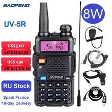 Портативная рация Baofeng UV 5R, приемопередатчик, двухдиапазонный УКВ, УВЧ, двухсторонний радиопередатчик, любительская радиостанция UV5R, 8 Вт, 10 ...