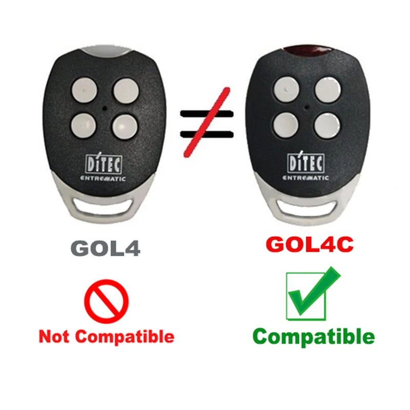 DITEC GOL4C Garage Door/Gate Remote Control Replacement/Duplicator Fixed Code 433.92Mhz 4