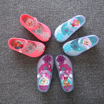 

Mini Sed Children's Princess Elsa Jelly shoes Kids girl Baby Snow flake Candy shoes Silver summer Baby Sandal Cheaper shoe MS001