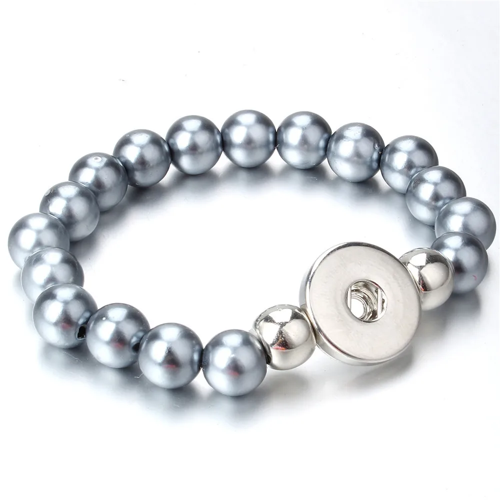 Модные ювелирные изделия 18 мм кнопка оснастки браслет 10 мм имитация жемчуга бусины браслет для женщин подарок ZE533 - Окраска металла: ZE507J