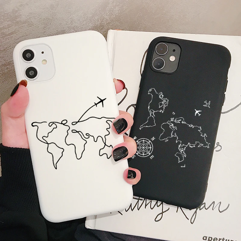 Чехол для мобильного телефона с картой мира iPhone 11 Pro XR X Xs Max 8 7 6 Plus 6S 5S SE матовый