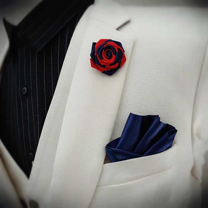 Flower Brooches Мужской женский нагрудный галстук на булавке брошь Карманный квадратный носовой платок Свадебный костюм вечерние пальто куртка платок броши в форме цветка розы корсаж - Цвет: Flower Brooches