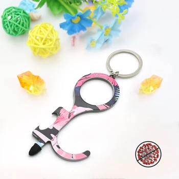 

Pink Flamingo No Touch Door Opener/ Hook Shape Portable Elevator Button Closer Tool Multipurpose Bottle opener Keychain