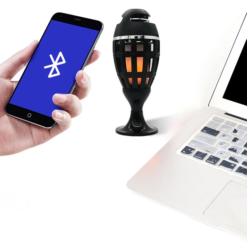 Открытый беспроводной Bluetooth динамик TF карта музыка портативный светодиодный эффект пламени лампа зарядка Входная мощность: DC 5 В(micro USB