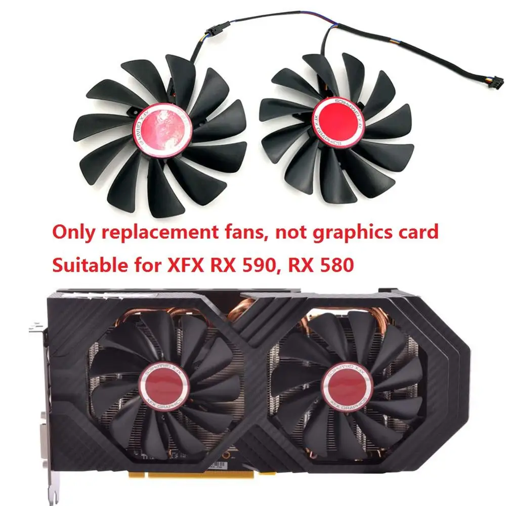 

2pcs/Set FirstDO FDC10U12S9-C Replacement VGA Card Cooling Fans for XFX Graphics RX570 RX580 RX560D