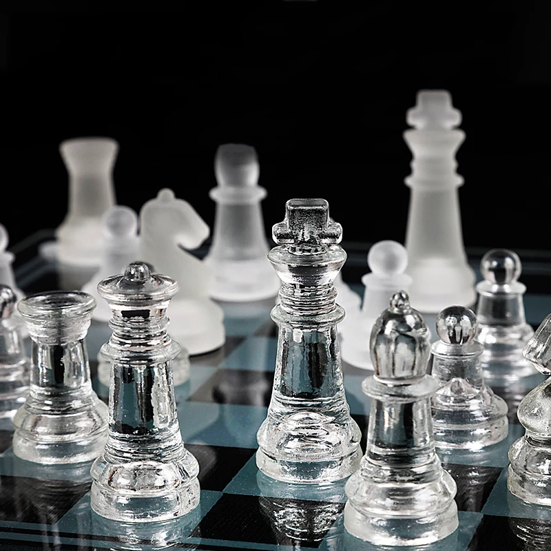 クリスタルチェスボード高品質抗折れエレガントなガラスチェスの駒チェスゲームチェスセットチェスゲーム大サイズ 35 センチメートルドロップシップ