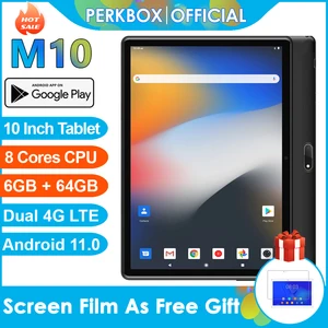 Perkbox – tablette de 10 pouces M10, Android 2022, Octa Core, 6 go de RAM, 64 go de ROM, écran HD 11.0x1280, double caméra, 4G LTE, WiFi, GPS, 800 mAh, 6000