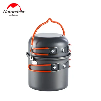 

NatureHike Camping Cookware Mess Kit Lightweight Picnic Pots for 2-3 Person Backpacking Camp Cooking Outdoor Hiking and Picnic