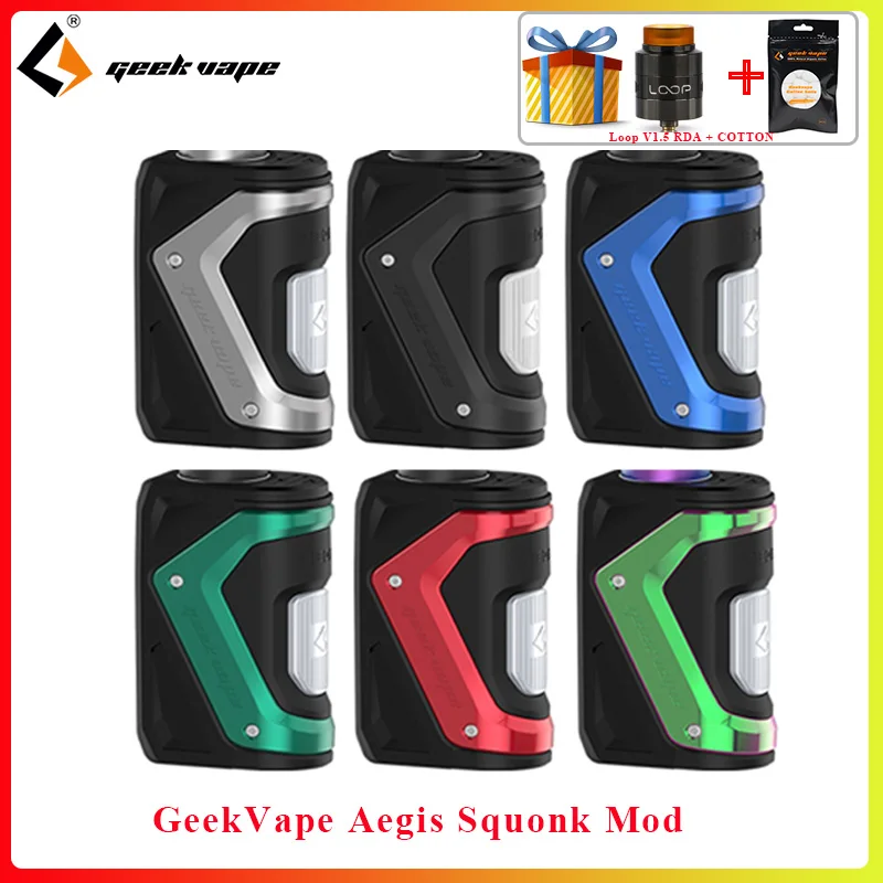 Gift E cigarette Box mod GeekVape Aegis Squonk 100W TC Squonk MOD with 10ml Large Squonk Bottle fit vape RDTA RDA VS Luxotic BF