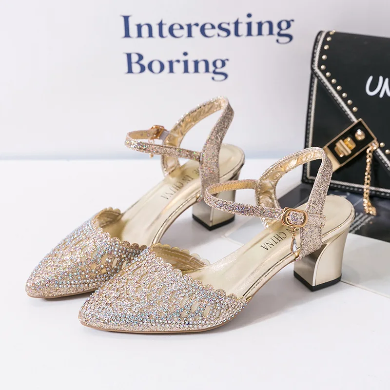 

WOMEN'S Sandals 2019 Summer New Style Korean-style Pointed High Heels Closed-toe Sandals Europe And America Chunky-Heel Hot Sell