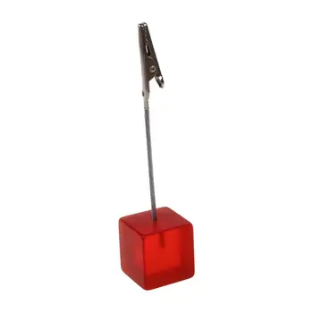 

Square Wire Memo Holder Paper Note Clip (Translucent Red)