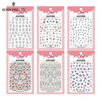 

3D Nail Stickers Flower Rose Leaf Butterfly Image Mixes Size Transfer Beautiful Nails Decals Decoration Nail Art Accessories 1Pc