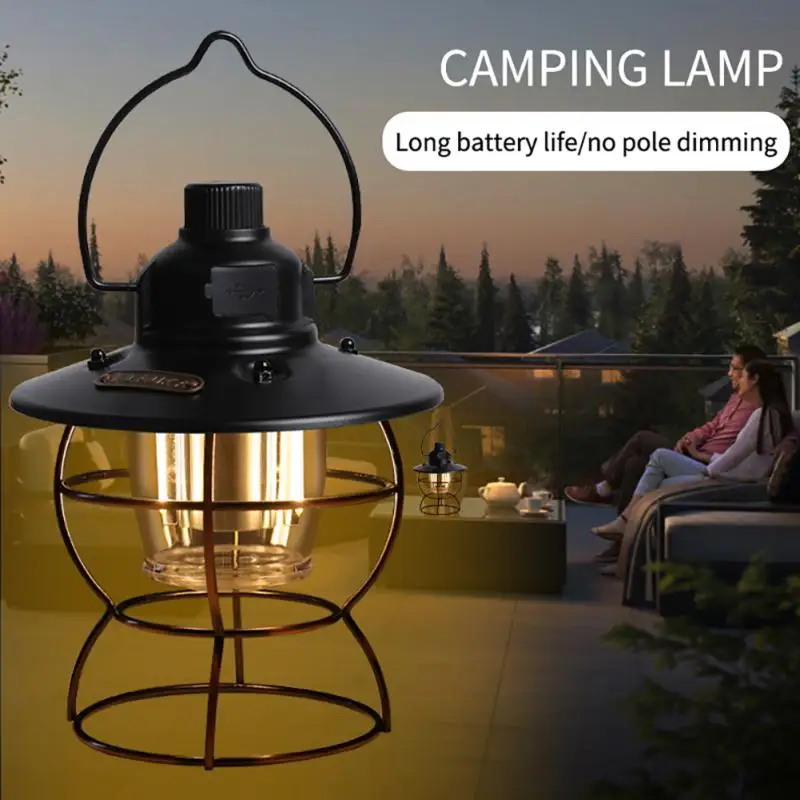 Foldable LED Camping Lamp Lantern Garden Beach Hanging Lamp USB Recharging 