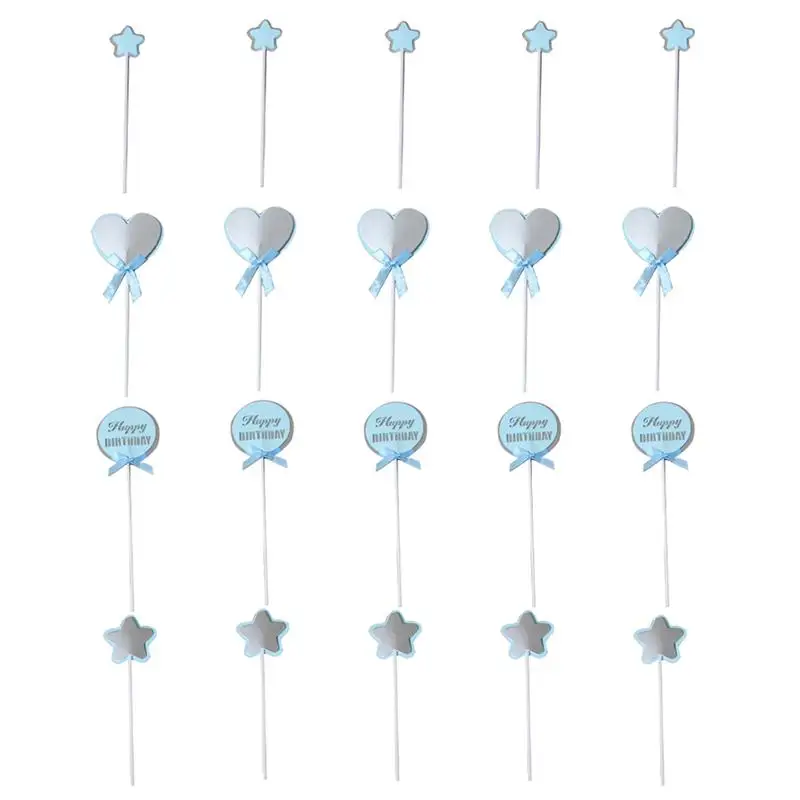 20PCS Торт топпера, украшение торта, выпечки Симпатичные вечерние десерт Творческий кекс фигурки жениха и невесты; декор принадлежности для дня рождения Юбилей - Цвет: Blue