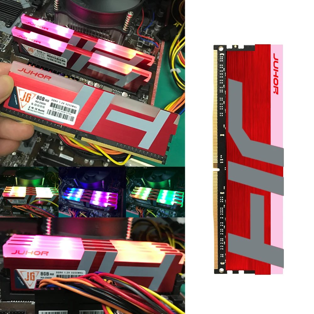 Juhor 8 Гб ddr4 2666 3000 RGB ram Компьютерная память настольное игровое охлаждение с высокой производительностью