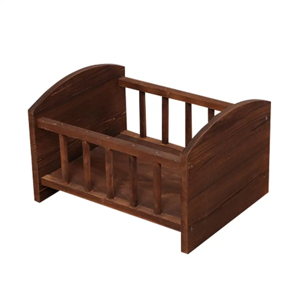 Реквизит для фотосъемки новорожденных, маленькая кровать, фото декор для малышей, Маленькая деревянная кровать с перил, съемка, памятный инструмент - Цвет: Brown