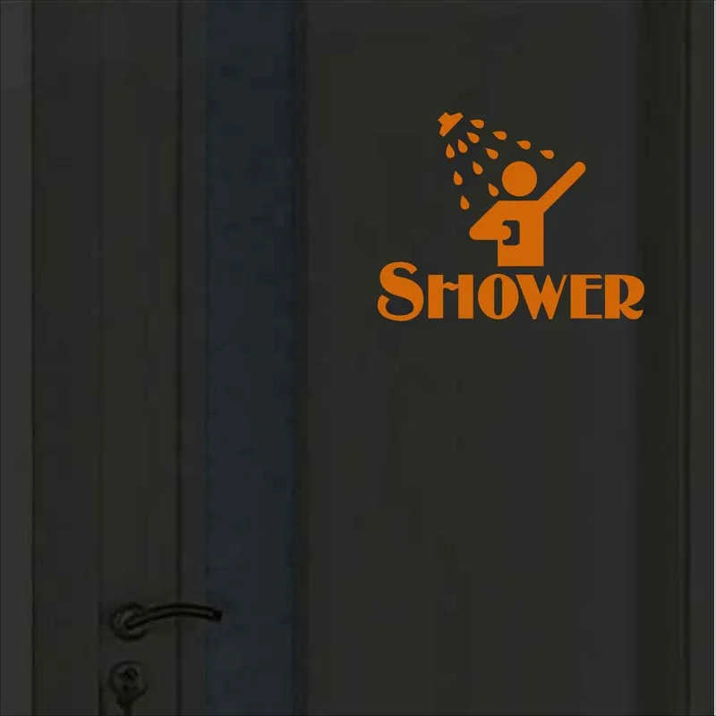Wall Stickers Funny Shower Room Door Sticker Glow in the Dark Bathroom Sign Wall Decal Toilet Washing Room Bath DIY Luminous Decoration