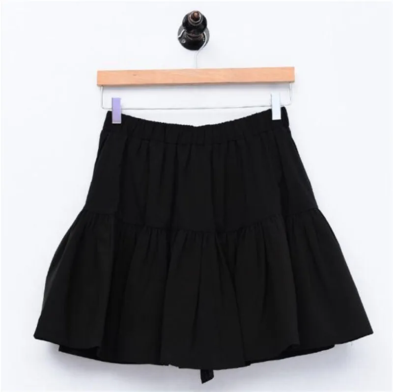 Женские милые хлопковые мини-юбки в японском стиле для девочек, желтые, черные, розовые, большие размеры, женские юбки 5XL 6XL 7XL с оборками, Vestidos - Цвет: Черный