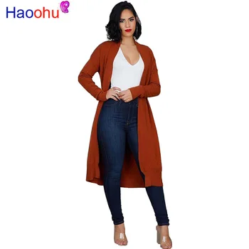 

Fall Winter Solid Knitted Womens Jackets and Coats 2019 Long Sleeve Belt Long Coat Streetwear Causal Plus Size Slim Cardigan