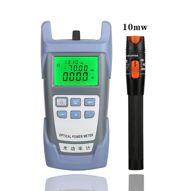2 In1 FTTH Kit de herramientas de fibra óptica VFL de fibra óptica medidor de potencia 70 ~ + 10dbm y 30MW Localizador Visual de fallos de fibra óptica pluma prueba