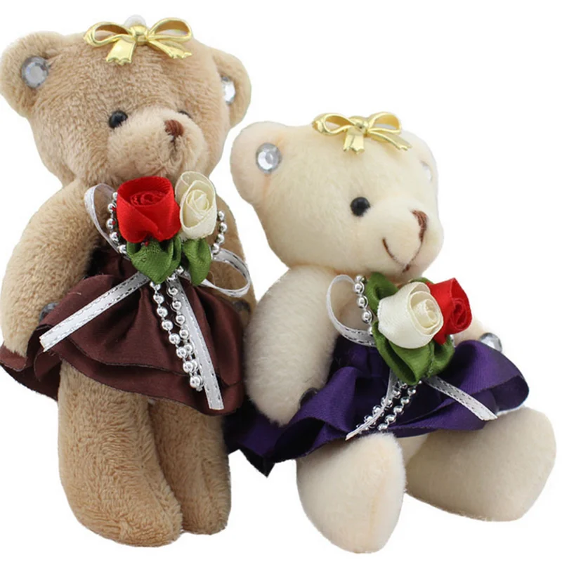 HANDANWEIRAN 1Pcs Hot Sale 12cm Bear Plush Toy Cute PP Cotton Decorative Pendant Toy Boy Girl 2