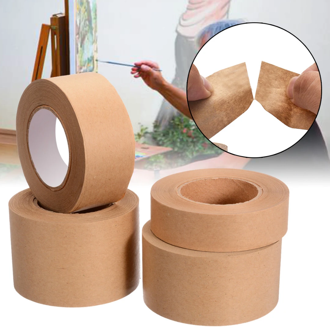 30m Gummed Kraft Paper Tape Bundled Adhesive Paper Tapes Sealed Water