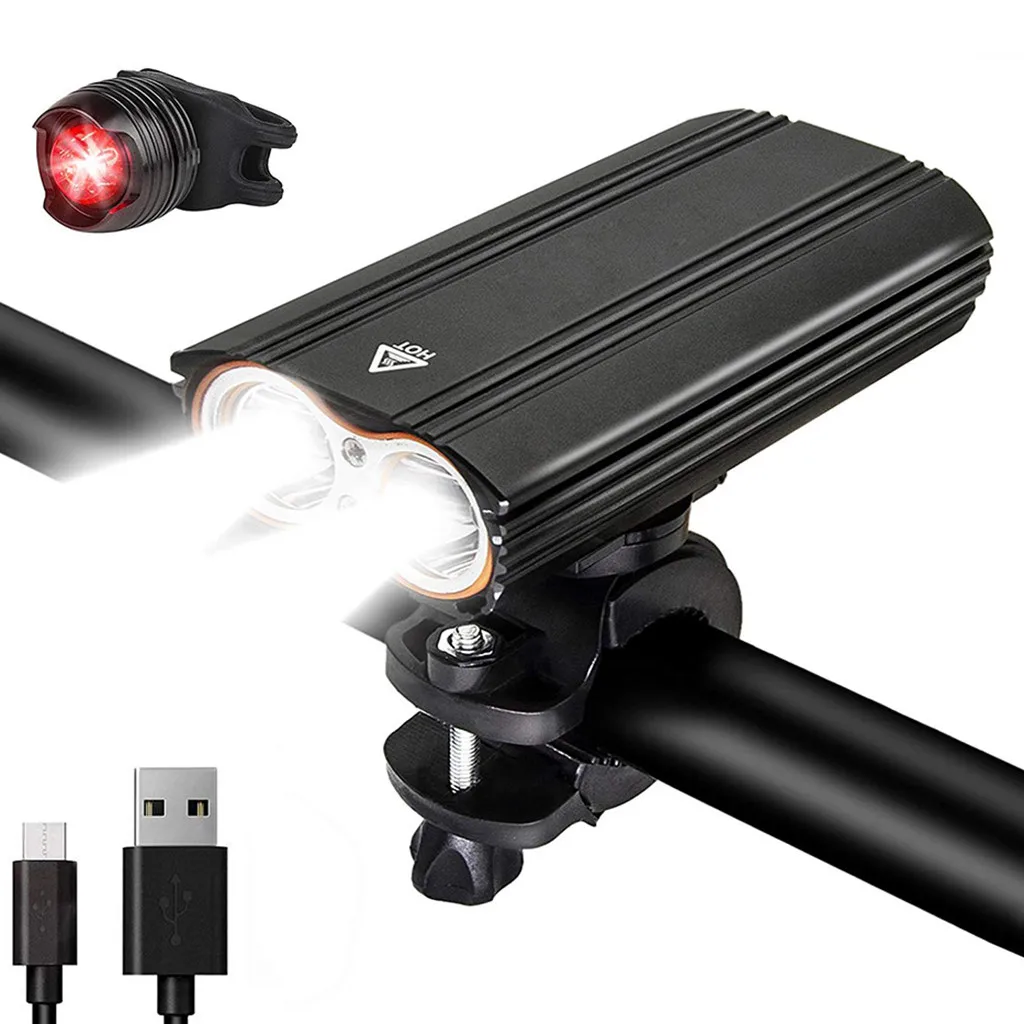 Велосипедная Передняя светильник набор USB Перезаряжаемые головной светодиодный