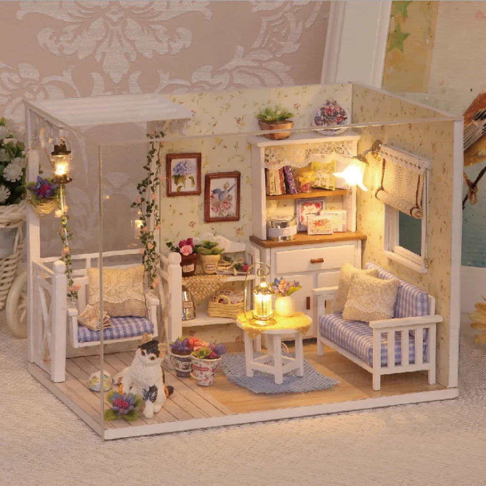 Кукольный дом мебель Diy Миниатюрный 3D Деревянный Miniaturas кукольный домик игрушки для детей подарки на день рождения Каса дневник котенка H013
