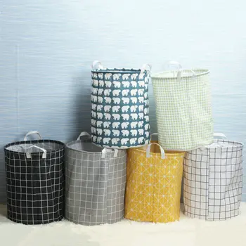 

European Style Foldable Hand Waterproof Laundry Basket Storage Basket Cotton Linen Fabric Storage Laundry Basket Laundry Storage