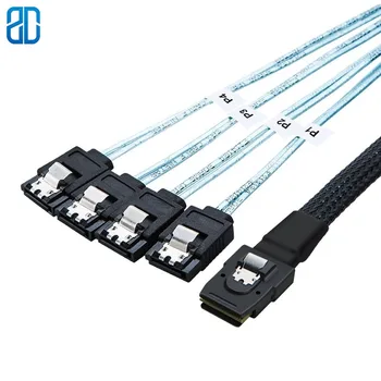

[5 Pack ] Mini SAS 36Pin (SFF-8087) Male to 4 SATA 7Pin Female Cable, Mini SAS Host/Controller to 4 SATA Target/Backplane