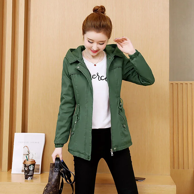 

Brushed And Thick Trench Coat Padded Coat Women's Mid-length 2019 Winter New Style Korean-style Short-height Casual Cotton-padde